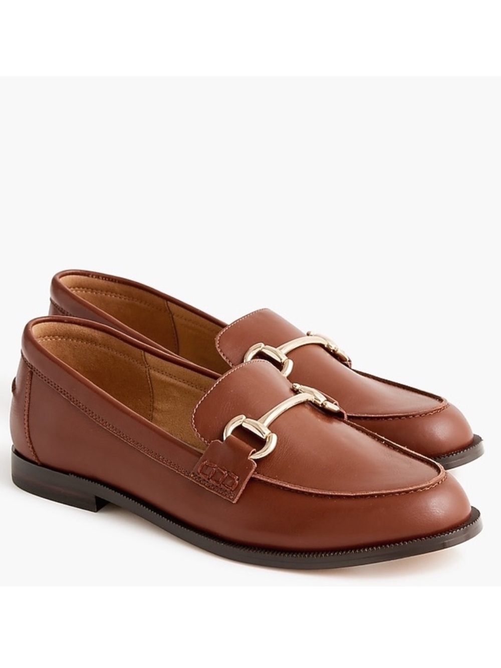 J Crew Classic Women's Brown Leather Loafers Lightly Worn size 8 - Picture 1 of 5